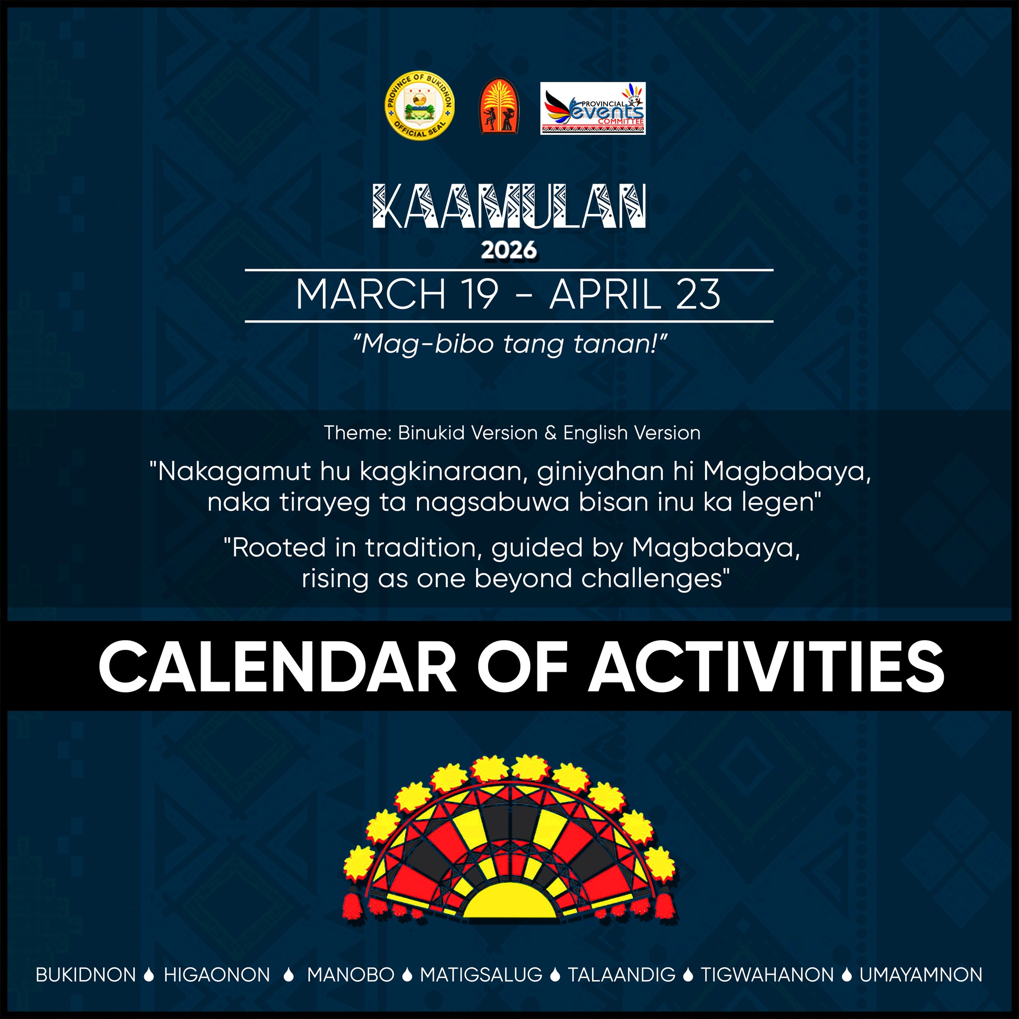 Kaamulan 2026: Schedule of Activities